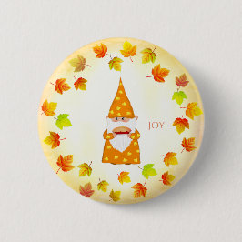 Schattige kabouter en herfstbladeren  ronde button 5,7 cm