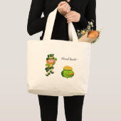 Schattige kabouter, kalligrafie & een pot met goud grote tote bag (Voorkant (product))