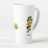 Schattige kabouter, kalligrafie & pot met goud latte mok (Rechterhoek)