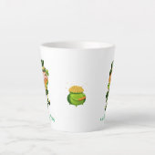 Schattige kabouter, kalligrafie & pot met goud latte mok (Voorkant)