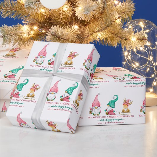 Schattige Kabouter Kerst Cadeaupapier (Feestdagen)