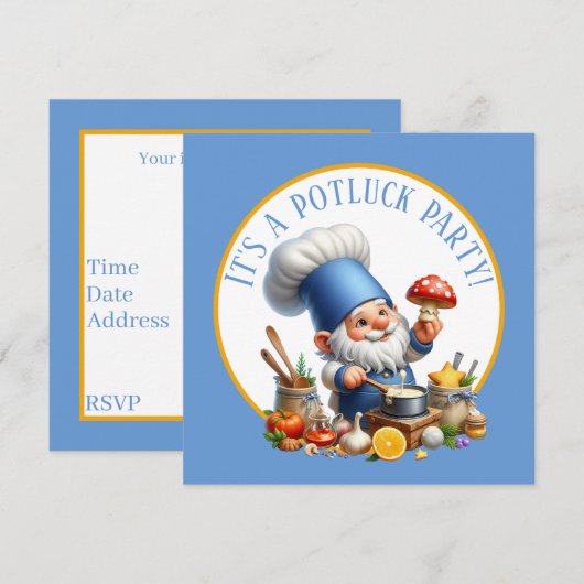 Schattige kabouter kok potluck feestje kaart (Voorkant / Achterkant)