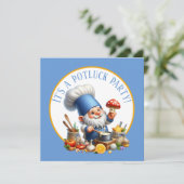 Schattige kabouter kok potluck feestje kaart (Staand voorkant)
