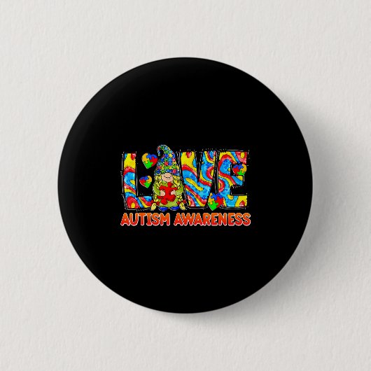 Schattige kabouter liefde puzzel autisme bewustwor ronde button 5,7 cm (Voorkant)