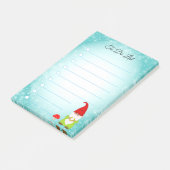 Schattige kabouter op turquoise & witte gelinieerd post-it® notes (Schuin)