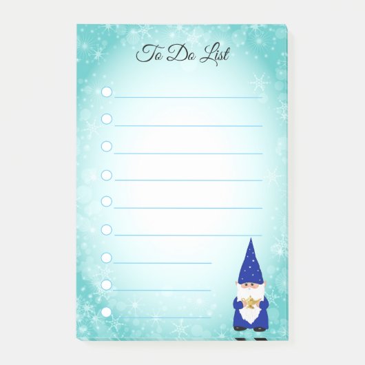 Schattige kabouter op turquoise & witte voering post-it® notes (Voorkant)