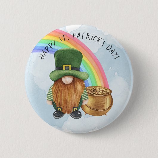 Schattige kabouter pot met goud aangepaste St. Pat Ronde Button 5,7 Cm (Voorkant)