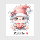 Schattige kabouter roze rood hart liefde Valentijn Sticker (Vel)