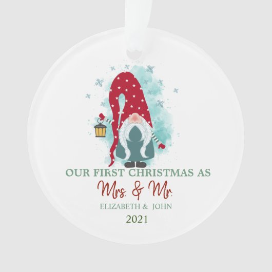 Schattige Kabouter Sneeuwvlokken Onze Eerste Kerst Ornament (voorkant)