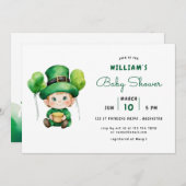 schattige kabouter St. Patrick's Day baby shower Kaart (Voorkant / Achterkant)