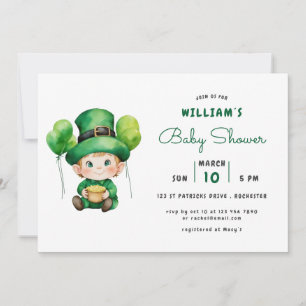 schattige kabouter St. Patrick's Day baby shower Kaart