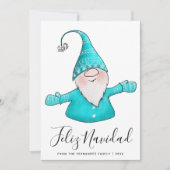 Schattige kabouter turquoise Feliz Navidad 2026 ka Feestdagenkaart (Voorkant)