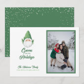 Schattige kabouter voor de feestdagen Familie foto Feestdagenkaart (Voorkant / Achterkant)