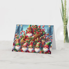 Schattige Kabouterfamilie Kerstmis Feestdagen Kaart