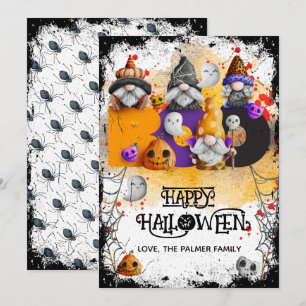 Schattige kabouters BOO Gelukkig Halloween Feestdagenkaart