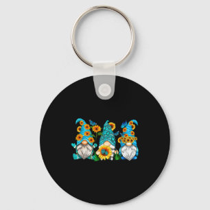 Schattige kabouters met zonnebloem vlinder tuinier sleutelhanger