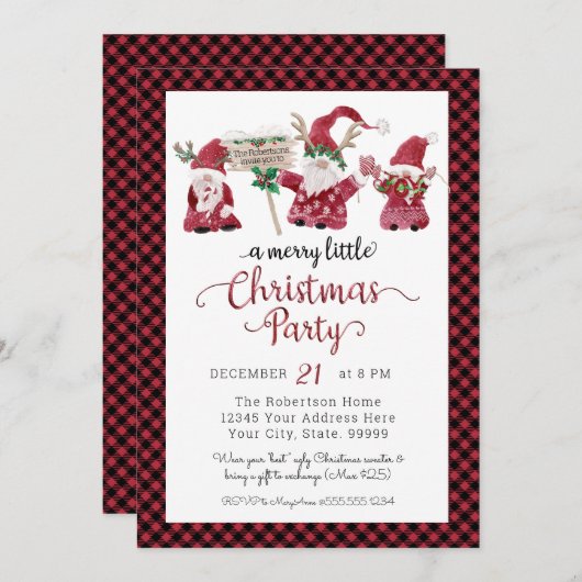 Schattige Kabouters Rendier Kerstfeestje Feestdagenkaart (Voorkant / Achterkant)