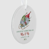 Schattige kabouters slee onze eerste kerst ornament (voorkant)