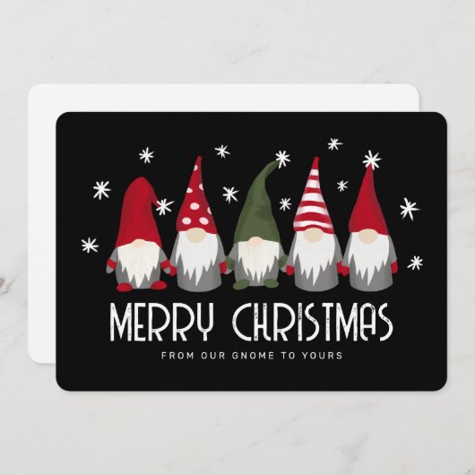 Schattige kabouters vrolijk kerstfeest sneeuwvlokk feestdagenkaart (Voorkant / Achterkant)