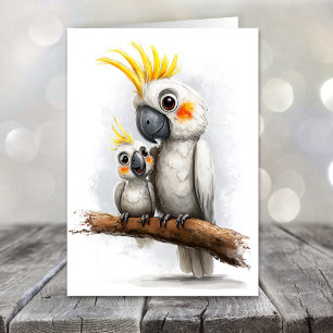 Schattige Kaketoe Vaderdag Feestdagen Kaart