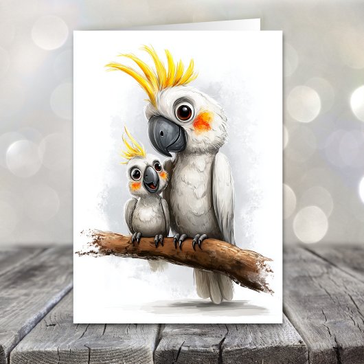 Schattige Kaketoe Vaderdag Feestdagen Kaart