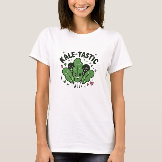 Schattige Kale Graphics voor Veggie Fans T-shirt (Voorkant)