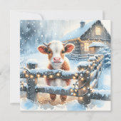 Schattige kalf gepersonaliseerd boerderijthema ker feestdagenkaart (Voorkant)