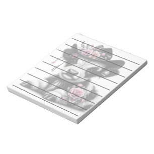 Schattige kalf met Pet versierd met bloemen Notitieblok