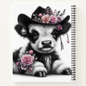 Schattige kalf met Pet versierd met bloemen Notitieboek (Achterkant)