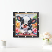 Schattige kalf picknickbloem vierkante klok (Huis)