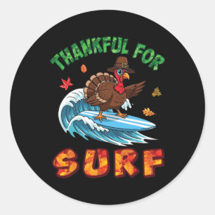 Schattige kalkoen dankbaar voor surfen Thanksgivin Ronde Sticker