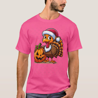 Schattige kalkoen die poseert met pompoen herfst o t-shirt