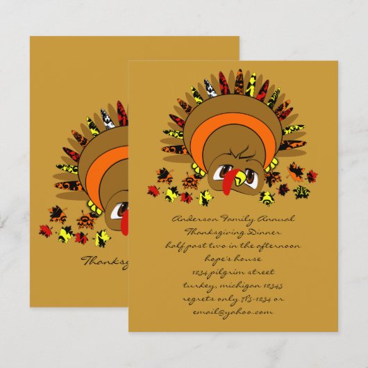 Schattige kalkoen kaart (Voorkant / Achterkant)
