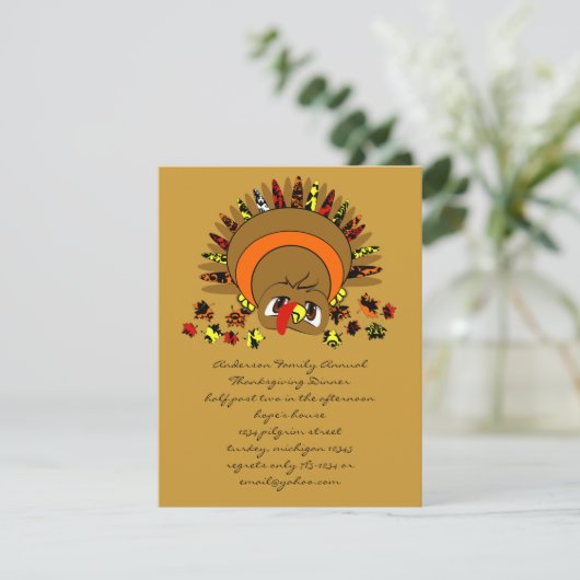 Schattige kalkoen kaart (Staand voorkant)