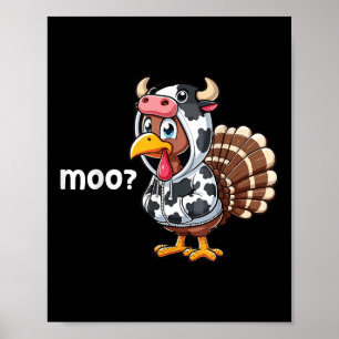 Schattige kalkoen koe grappige kalkoen trotting ou poster