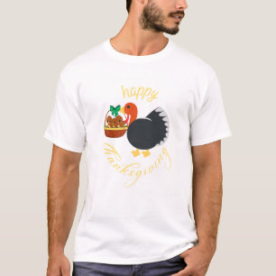 Schattige kalkoen met zijn baby's Thanksgiving T-s T-shirt