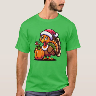 Schattige kalkoen poseert met pompoen herfst oogst t-shirt