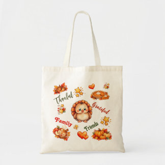 Schattige kalkoen Thanksgiving Dankbaar Erkentelij Tote Bag