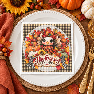 Schattige kalkoen Thanksgiving-diner Servet