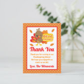 Schattige kalkoen Thanksgiving dinerfeest bedankt Briefkaart (Staand voorkant)