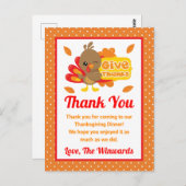 Schattige kalkoen Thanksgiving dinerfeest bedankt Briefkaart (Voorkant / Achterkant)