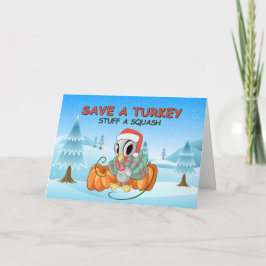 Schattige kalkoen vegan kerst kaart