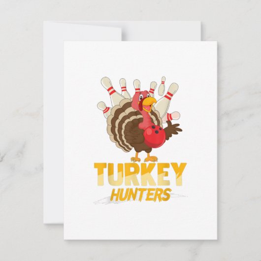 Schattige kalkoenjager Funny Bowling Thanksgiving Kaart (Voorkant)