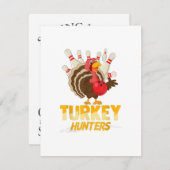 Schattige kalkoenjager Funny Bowling Thanksgiving Kaart (Voorkant / Achterkant)