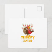 Schattige kalkoenjager Funny Bowling Thanksgiving Uitnodiging Briefkaart (Voorkant / Achterkant)