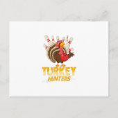 Schattige kalkoenjager, grappig bowlen, Thanksgivi Uitnodiging Briefkaart (Voorkant)