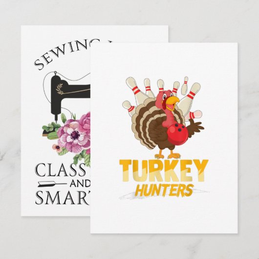 Schattige kalkoenjager Leuke Bowling  Thanksgiving Kaart (Voorkant / Achterkant)