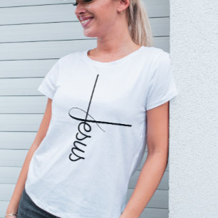 Schattige Kalligrafie Cross Jesus T-shirt