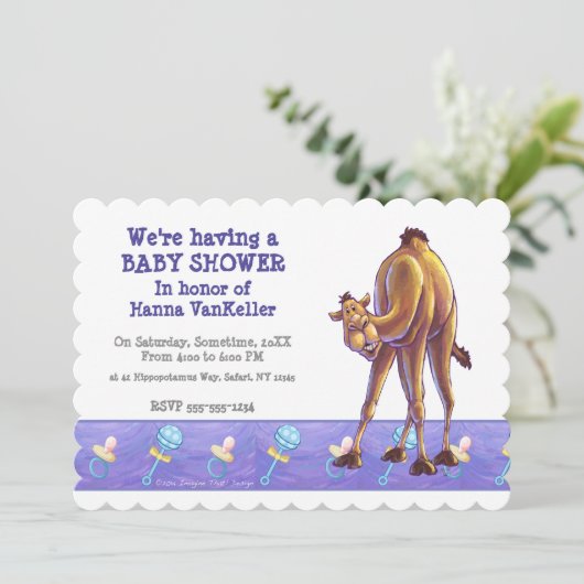 Schattige kameel Baby shower Kaart (Staand voorkant)