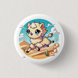 Schattige kameel grenst aan een zandwoestijn ronde button 3,2 cm